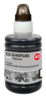 Чернила Cactus CS-GI40PGBK GI-40, для Canon, 140мл, черный пигментный