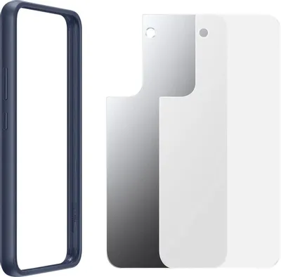 Чехол (клип-кейс) Samsung Frame Cover, для Samsung Galaxy S22+, темно-синий/прозрачный [ef-ms906cnegru]