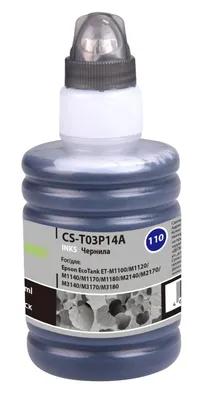 Чернила Cactus CS-T03P14A 110 BK, для Epson, 140мл, черный пигментный