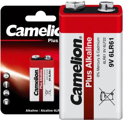 9V Батарейка CAMELION Plus Alkaline 6LR61-BP1,  1 шт. 550мAч