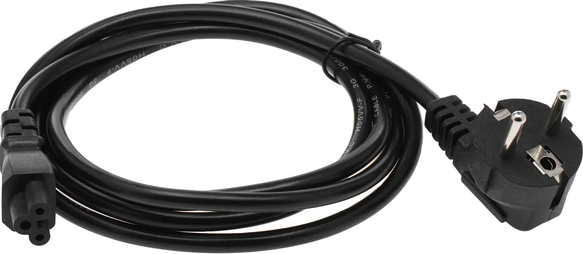 Кабель питания  IEC C5 (3-pin) (прямой) -  Евровилка (угловой),  1.8м,  черный [469]