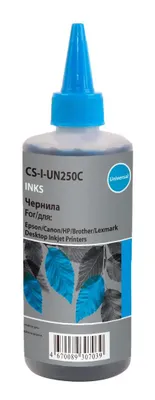 Чернила Cactus CS-I-Un250C, для Epson, для HP, для Canon, для Xerox, 250мл, голубой