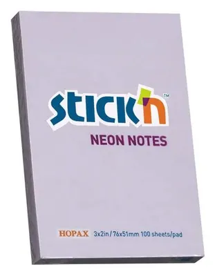 Блок самоклеящийся бумажный STICK`N 21402, 51x76, 100 л, пастель, сиреневый