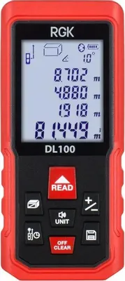 Лазерный дальномер RGK DL100, 2 класс лазера, 635нм, луч красный [4610011875076]