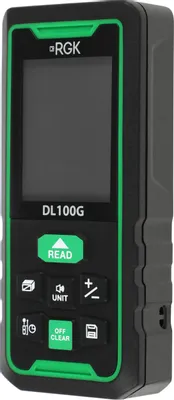 Лазерный дальномер RGK DL100G, 2 класс лазера, 535нм, луч зеленый, с поверкой [755740]