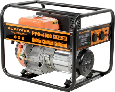 Бензиновый генератор CARVER PPG-6500 Builder, 220/12 В, 5.5кВт [01.020.00019]