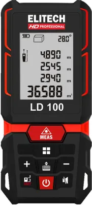 Дальномер Elitech LD 100, 2 класс лазера, 670нм, луч красный [204771]