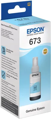 Чернила Epson 673 C13T67354A, для Epson, 70мл, светло-голубой