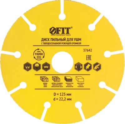 Пильный диск FIT 37642,  по дереву,  125мм,  1мм, 22.2мм