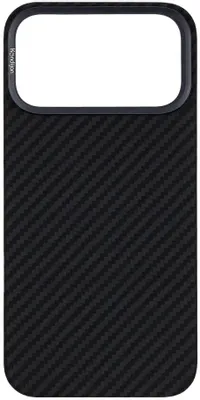 Чехол (клип-кейс) KONDIJAN Carbon, для Apple iPhone 17 Pro Max, черный/серый [kjcr-iph-17-pro-max-rs-ms-blk]