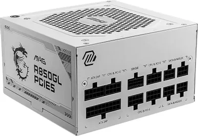Блок питания MSI MAG A850GL WH PCIE5,  850Вт,  80 PLUS GOLD,  120мм, белый, retail [306-7zp8a24-ce0]