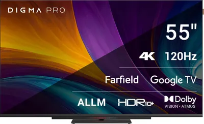 55" Телевизор DIGMA PRO UHD 55C 4K Ultra HD, СМАРТ ТВ, Google TV, черный
