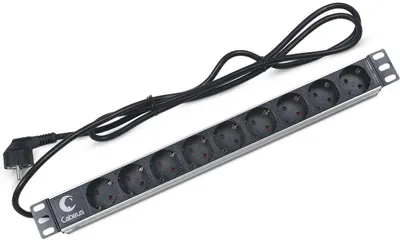 Блок распределения питания CABEUS PDU-9P-2EU,  горизонт.размещ.,  SchukoХ9,  Тип вход. тока 16A,  2м