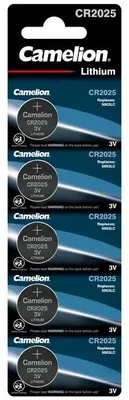 CR2025 Батарейка CAMELION Lithium CR2025 BL-5,  5 шт. 150мAч