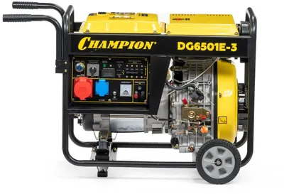 Дизельный генератор CHAMPION DG6501E-3, 380/220/12 В, 5.4кВт, на колёсах с АКБ