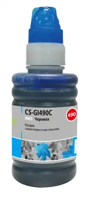 Чернила Cactus CS-GI490C GI-490, для Canon, 100мл, голубой
