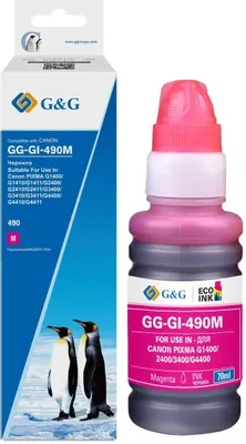 Чернила G&G GG-GI-490M GI-490, для Canon, 70мл, пурпурный
