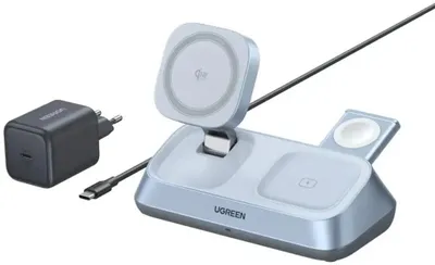 Беспроводное зарядное устройство UGREEN W711,  USB-C, USB-C, 25Вт, 3A, серебристый [55677]
