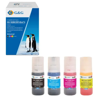 Чернила G&G GG-103BKCMY-45ml*4 103BKCMY, для Epson, 45мл, голубой/пурпурный/желтый/черный