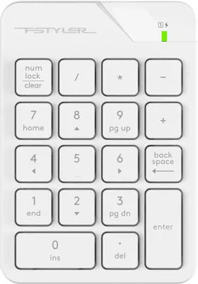 Числовой блок A4TECH FGK21C, беспроводная, USB, Радиоканал,  мембранная, белый
