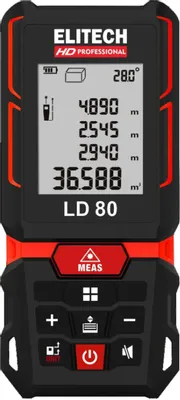 Дальномер Elitech LD 80, 2 класс лазера, 670нм, луч красный [204770]