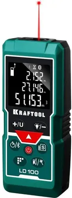 Лазерный дальномер Kraftool LD-100, 2 класс лазера, 650нм, луч красный [34765]