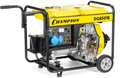 Дизельный генератор CHAMPION DG6501E, 220/12 В, 5.5кВт, на колёсах с АКБ