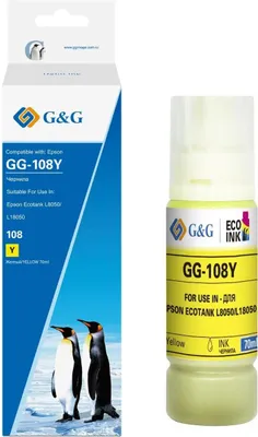 Чернила G&G GG-108Y C13T09C44A, для Epson, 70мл, желтый
