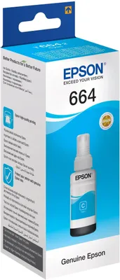 Чернила Epson 664 C13T66424A, для Epson, 70мл, голубой