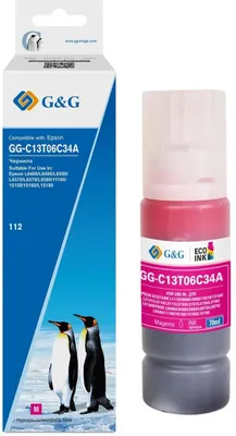 Чернила G&G GG-C13T06C34A №112, для Epson, 70мл, пурпурный пигментный