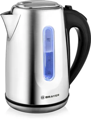 Чайник электрический BRAYER BR1014, 1.7л, нержавеющая сталь/пластик