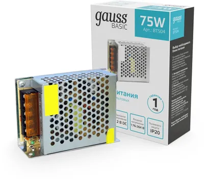 Блок питания GAUSS Basic для светодиодных лент [bt504]