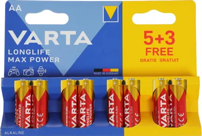 AA Батарейка VARTA LongLife Max Power Alkaline LR6 BL5+3,  8 шт.