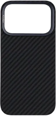 Чехол (клип-кейс) KONDIJAN Carbon, для Apple iPhone 17 Pro, черный/серый [kjcr-iph-17-pro-rs-ms-blk]