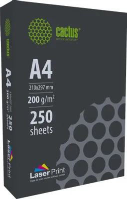 Бумага Cactus LaserPrint CS-LPA4200250, A4, для лазерной печати, 250л, 200г/м2, белый