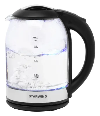 Чайник электрический StarWind SKG2051, 1.8л, стекло/пластик