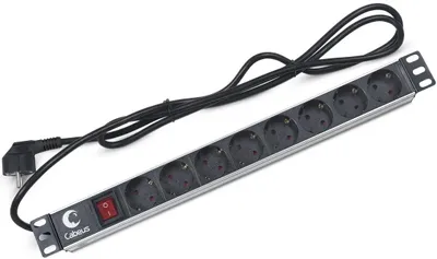 Блок распределения питания CABEUS PDU-8P-2EU,  горизонт.размещ.,  SchukoХ8,  Тип вход. тока 16A,  2м