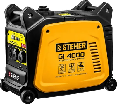 Бензиновый генератор STEHER GI-4000, 220/12 В, 3.5кВт, на колёсах