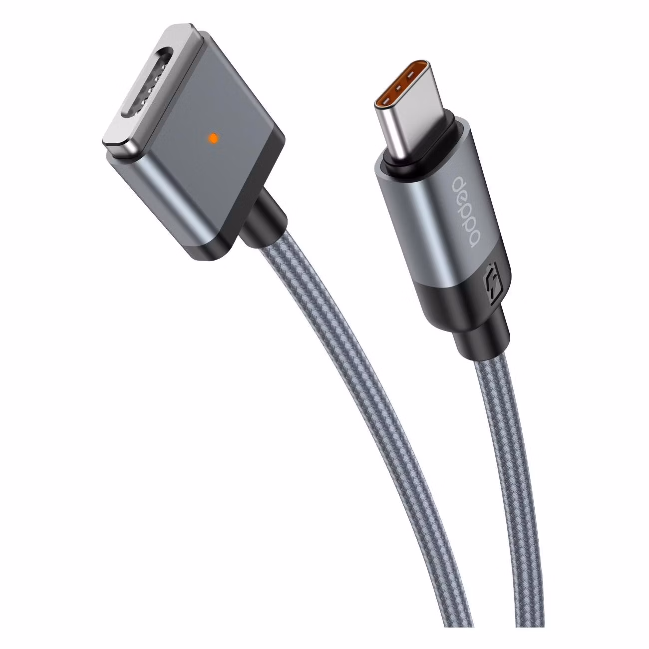 Зарядный кабель Deppa USB-C - Magsafe 2, 60W, 2м, магнитный, нейлон, серый, (72562)