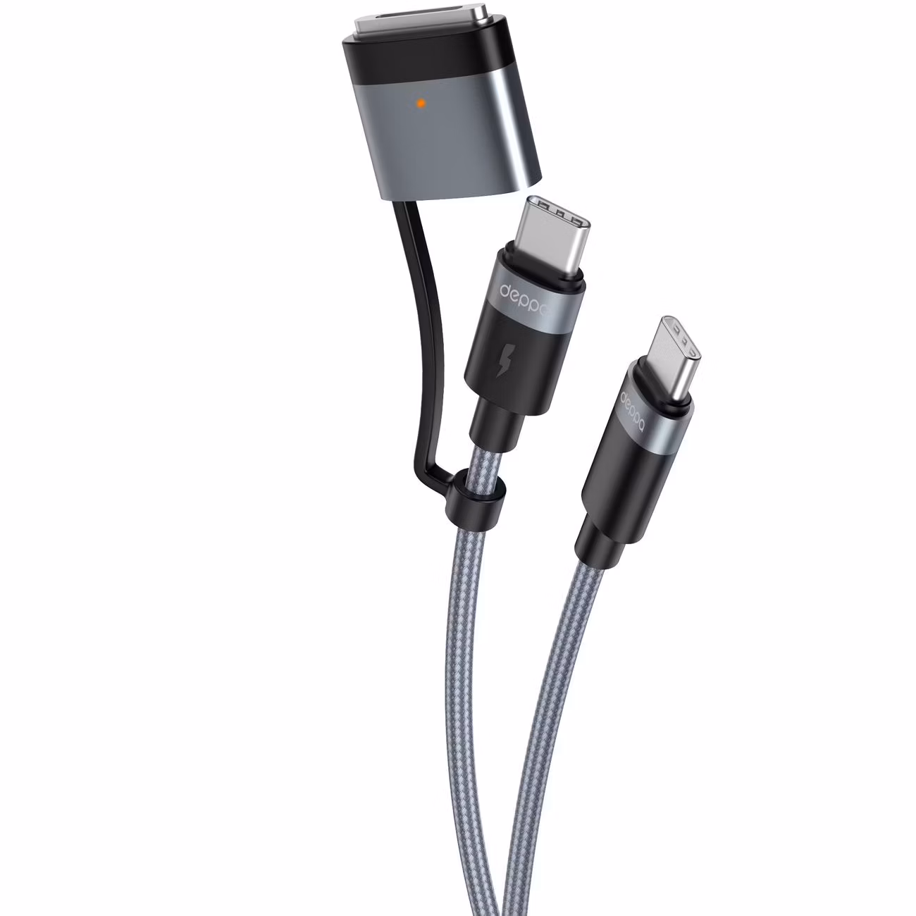 Адаптер Deppa Magsafe 3, дата-кабель USB-C, 240W, 2м, магнитный, нейлон, серый, (72563)