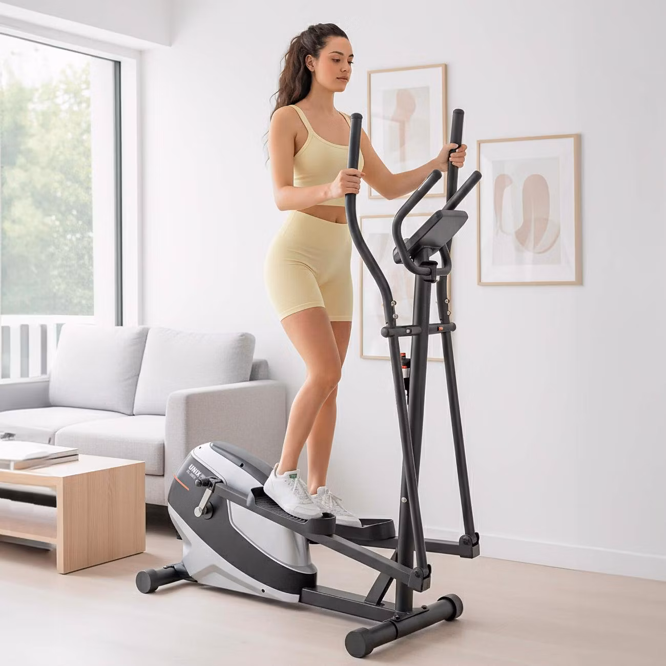 Эллиптический тренажер UnixFit SL-350Е электромагнитный, до 125 кг, шаг 35 см, маховик 7 кг, 32 уровня нагрузки