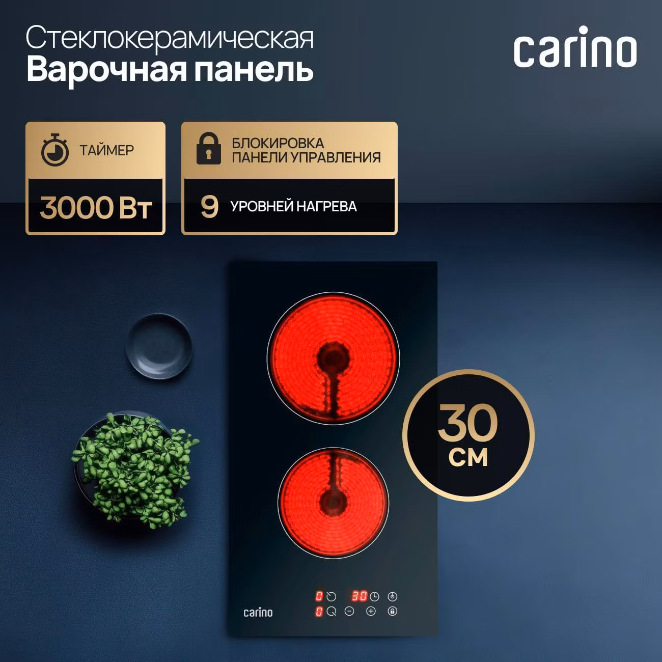 Варочная панель электрическая CARINO CH30D12B011