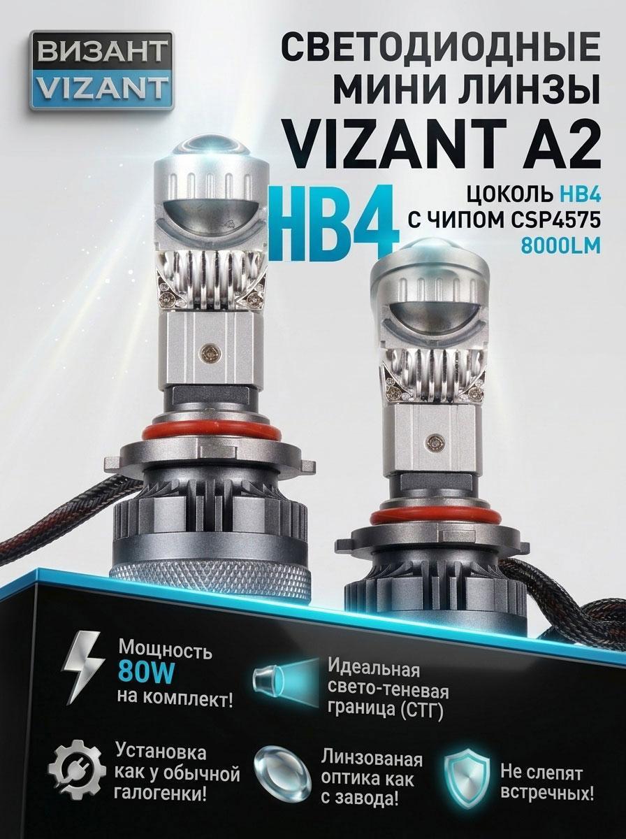 Лампа автомобильная Vizant Светодиодные мини линзы Vizant A2 цоколь HB4 9006