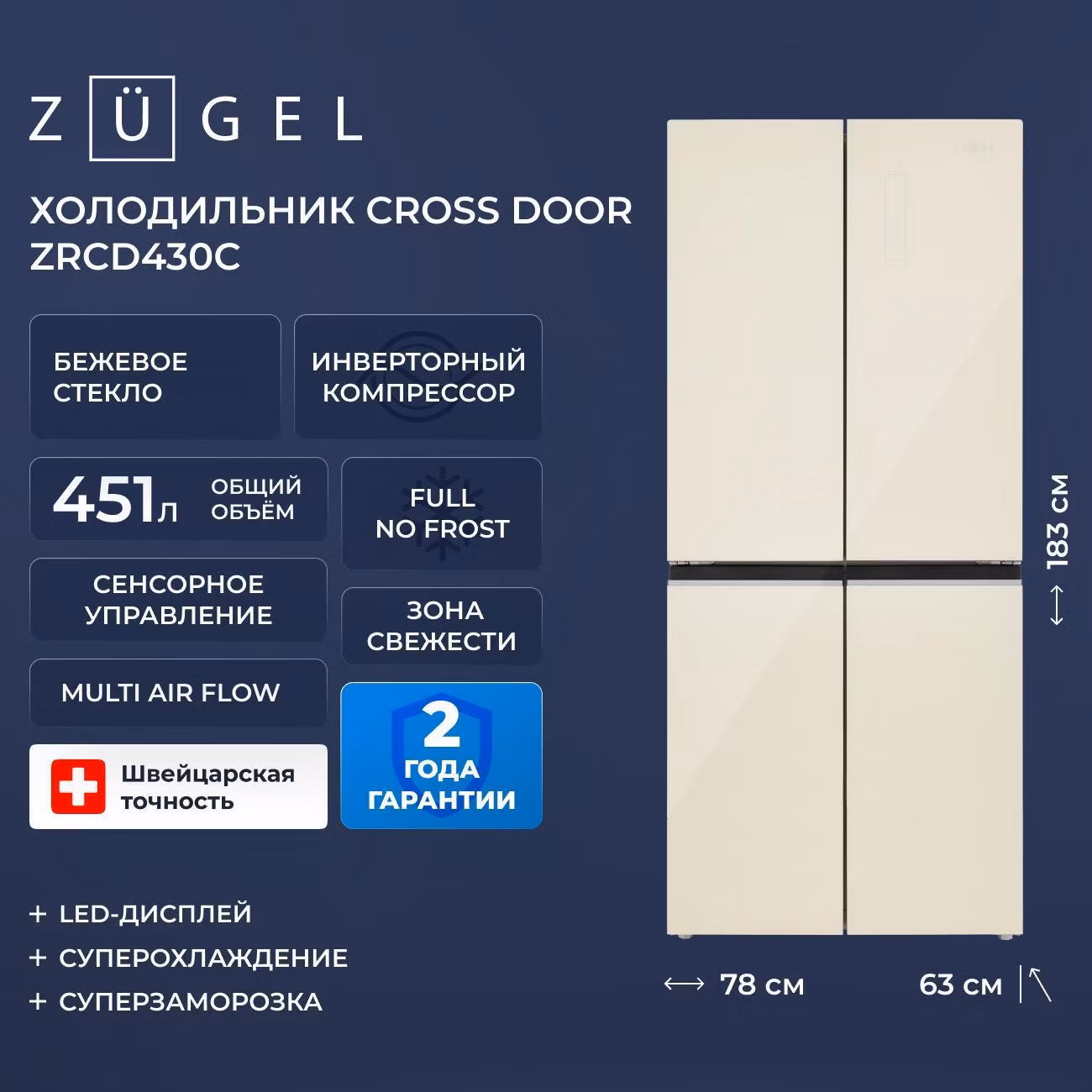 Холодильник ZUGEL ZRCD430C