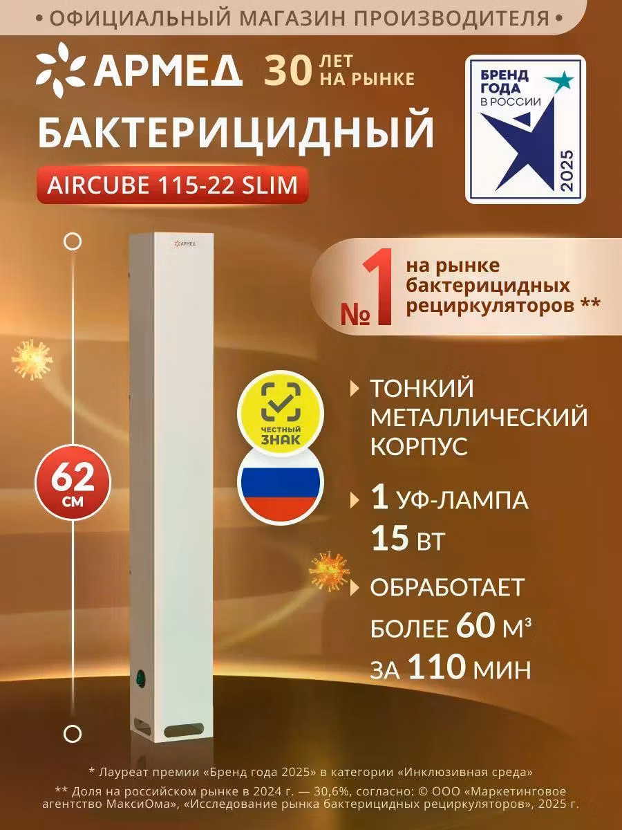 Рециркулятор воздуха АРМЕД AirCube 115-22 SLIM