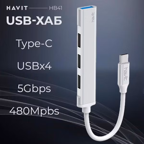 Разветвитель для компьютера Havit Type-C USB3.0/USB2.0 (HB41 SL)
