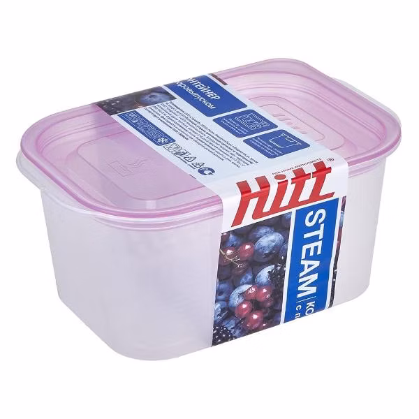 Контейнер для продуктов Hitt 1,25л c крышкой и паровыпуском