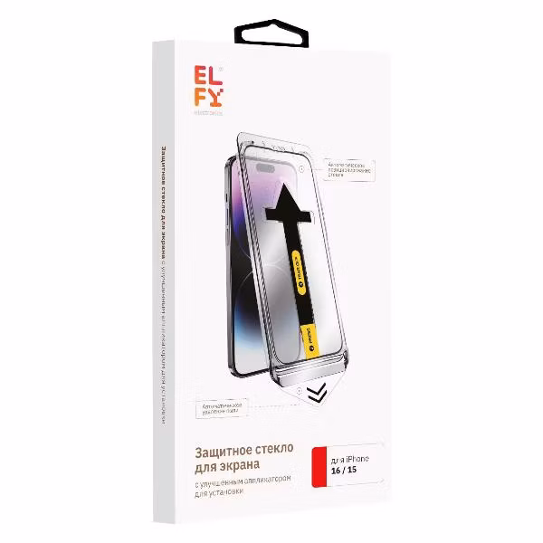 Защитное стекло ELFY с аппликатором Anti-Dust для iPhone 16/ 15
