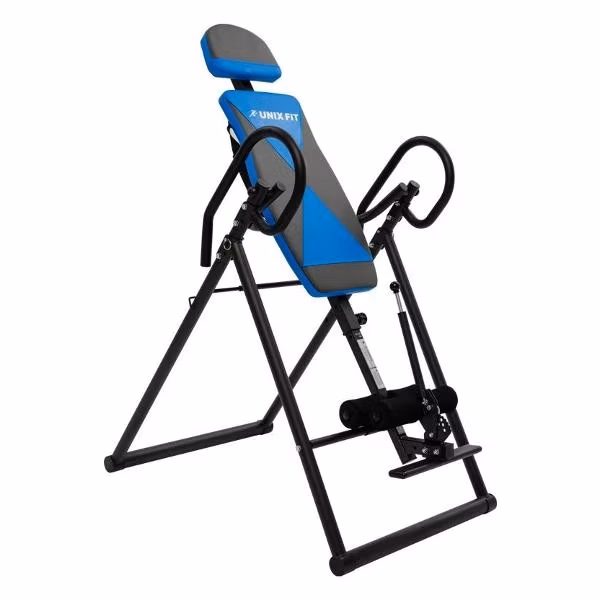 Инверсионный стол UnixFit IV-120 складной, для дома, вес пользователя до 130 кг, рост 131-200 см, макс. угол наклона 180 градусов