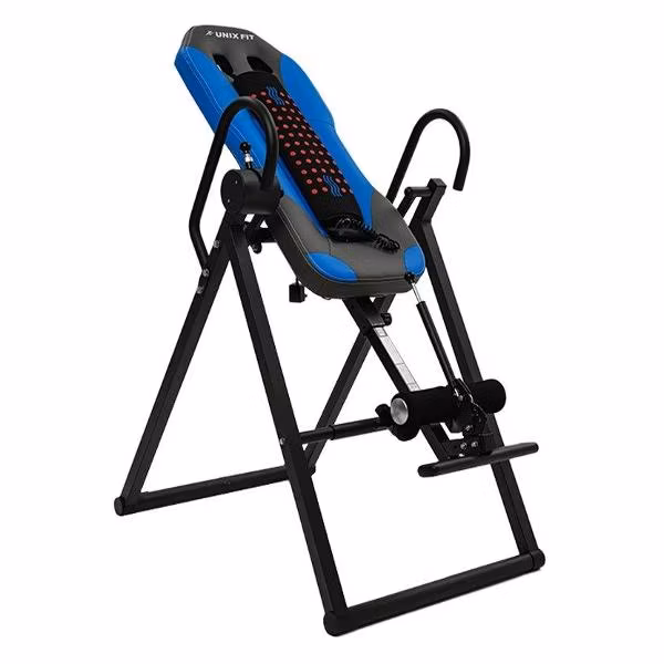 Инверсионный стол UnixFit IV-180M складной с фиксацией, для дома, прогрев спины, вес пользователя до 180 кг, рост 147-198, макс. угол наклона 180 градусов